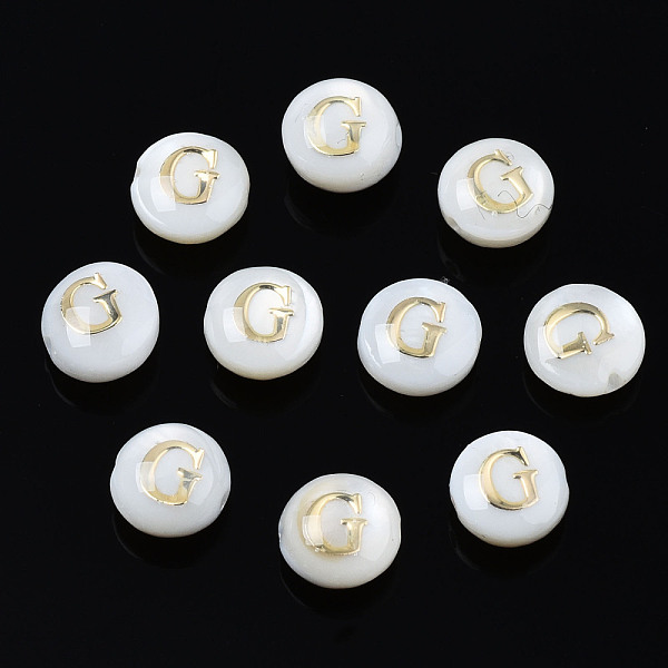 PandaHall Natural Freshwater Shell Beads, with Golden Plated Brass Etched Metal Embellishments, Flat Round with Letter, Seashell Color...
PandaHall Natural Freshwater Shell Beads, with Golden Plated Brass Etched Metal Embellishments, Flat Round with Letter, Seashell Color...