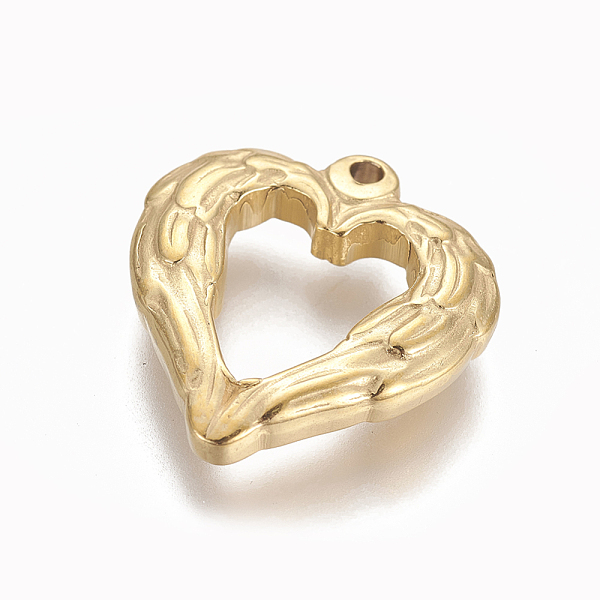 PandaHall 304 Stainless Steel Open Pendants, Heart with Wing, Golden, 22x20.5x3.5mm, Hole: 1.8mm 304 Stainless Steel Heart
PandaHall 304 Stainless Steel Open Pendants, Heart with Wing, Golden, 22x20.5x3.5mm, Hole: 1.8mm 304 Stainless Steel Heart