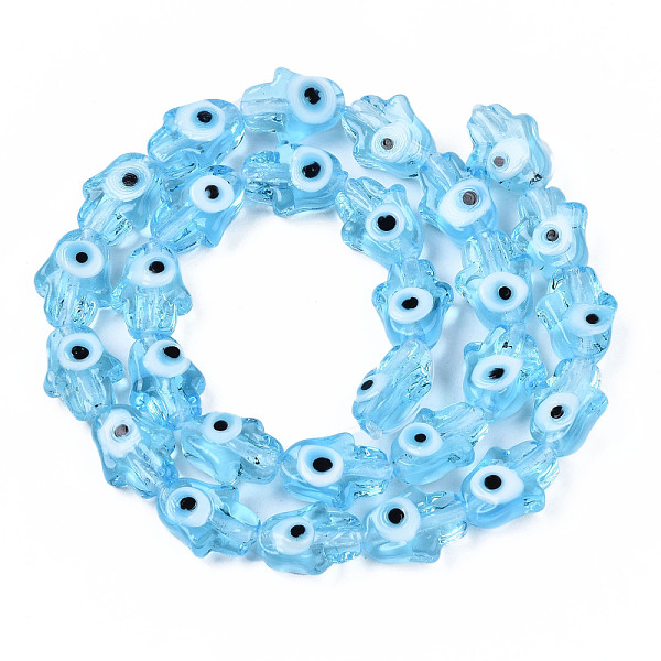 PandaHall Handmade Evil Eye Lampwork Beads Strands, Hamsa Hand, Light Sky Blue, 14x10x4mm, Hole: 1mm, about 28pcs/strand, 14.65~14.96 inch...
PandaHall Handmade Evil Eye Lampwork Beads Strands, Hamsa Hand, Light Sky Blue, 14x10x4mm, Hole: 1mm, about 28pcs/strand, 14.65~14.96 inch...