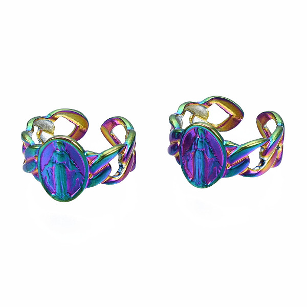 PandaHall Oval with Jesus Cuff Rings, Religion Wide Open Rings, Rainbow Color 304 Stainless Steel Ring for Women, US Size 9 1/4(19.1mm) 304...
PandaHall Oval with Jesus Cuff Rings, Religion Wide Open Rings, Rainbow Color 304 Stainless Steel Ring for Women, US Size 9 1/4(19.1mm) 304...