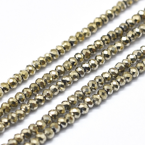 PandaHall Electroplate Glass Beads Strands, Full Plated, Faceted, Abacus, Light Gold Plated, 2x1.5~1.6mm, Hole: 0.8mm, about 235 pcs/Strand...
PandaHall Electroplate Glass Beads Strands, Full Plated, Faceted, Abacus, Light Gold Plated, 2x1.5~1.6mm, Hole: 0.8mm, about 235 pcs/Strand...