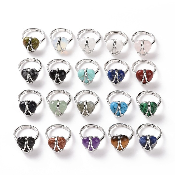 PandaHall Gemstone Heart Adjustable Ring, Brass Wire Wrap Jewelry for Women, Cadmium Free & Lead Free, US Size 7 1/4~13(17.5~22.3mm) Mixed...
PandaHall Gemstone Heart Adjustable Ring, Brass Wire Wrap Jewelry for Women, Cadmium Free & Lead Free, US Size 7 1/4~13(17.5~22.3mm) Mixed...