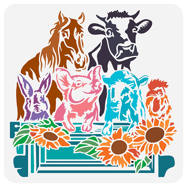 PandaHall FINGERINSPIRE Farm Animal Painting Stencil 11.8x11.8inch Reusable Animals Sunflower Pattern Drawing Template Cows Sheep Horse...
PandaHall FINGERINSPIRE Farm Animal Painting Stencil 11.8x11.8inch Reusable Animals Sunflower Pattern Drawing Template Cows Sheep Horse...