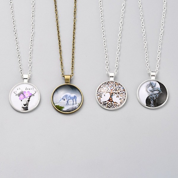 PandaHall Alloy Glass Pendants Necklaces, with Iron Cable Chains, Flat Round with Mixed Pattern, Mixed Color, 19.09 inch(48.5cm) Alloy
PandaHall Alloy Glass Pendants Necklaces, with Iron Cable Chains, Flat Round with Mixed Pattern, Mixed Color, 19.09 inch(48.5cm) Alloy