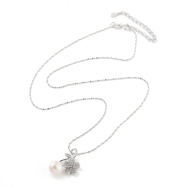 PandaHall 925 Sterling Silver Necklace, Pearl and Cubic Zirconia Flower Pendant Necklaces, Platinum, 17.91 inch(45.5cm) Pearl Flower
PandaHall 925 Sterling Silver Necklace, Pearl and Cubic Zirconia Flower Pendant Necklaces, Platinum, 17.91 inch(45.5cm) Pearl Flower