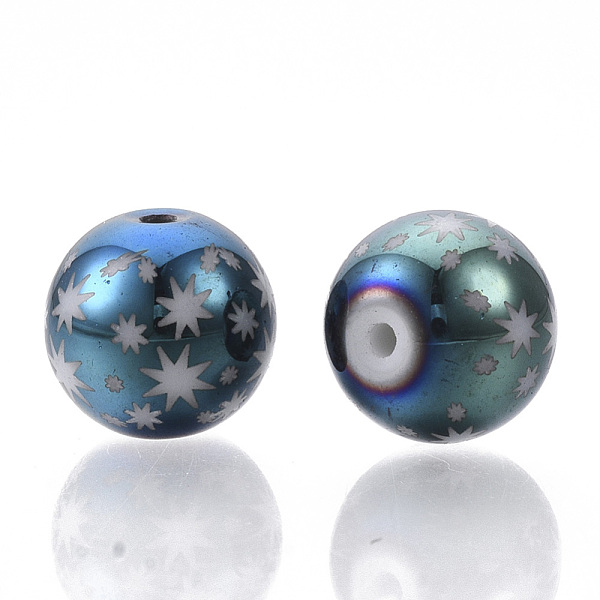 PandaHall Christmas Electroplate Glass Beads, Round with Star Pattern, Green Plated, 10mm, Hole: 1.2mm Glass Star
PandaHall Christmas Electroplate Glass Beads, Round with Star Pattern, Green Plated, 10mm, Hole: 1.2mm Glass Star