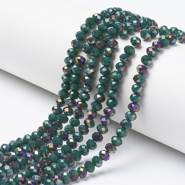 PandaHall Electroplate Opaque Glass Beads Strands, Half Purple Plated, Faceted, Rondelle, Dark Green, 8x6mm, Hole: 1mm, about...
PandaHall Electroplate Opaque Glass Beads Strands, Half Purple Plated, Faceted, Rondelle, Dark Green, 8x6mm, Hole: 1mm, about...