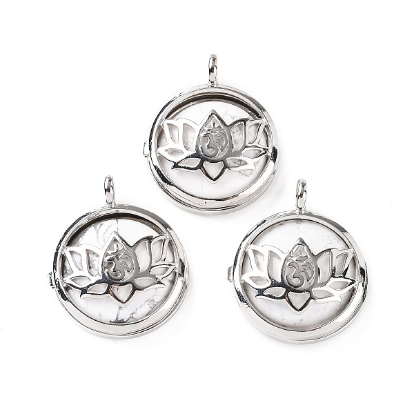 PandaHall Natural Howlite Locket Pendants, Flat Round Charms, with Platinum Plated Brass Lotus Findings, 31.5x27x9mm, Hole: 4.6mm Howlite...
PandaHall Natural Howlite Locket Pendants, Flat Round Charms, with Platinum Plated Brass Lotus Findings, 31.5x27x9mm, Hole: 4.6mm Howlite...