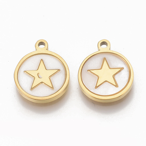 PandaHall 304 Stainless Steel Pentacle Charms, with Shell, Flat Round with Star, Golden, 12x10x1.5mm, Hole: 1.2mm 304 Stainless Steel Flat...
PandaHall 304 Stainless Steel Pentacle Charms, with Shell, Flat Round with Star, Golden, 12x10x1.5mm, Hole: 1.2mm 304 Stainless Steel Flat...