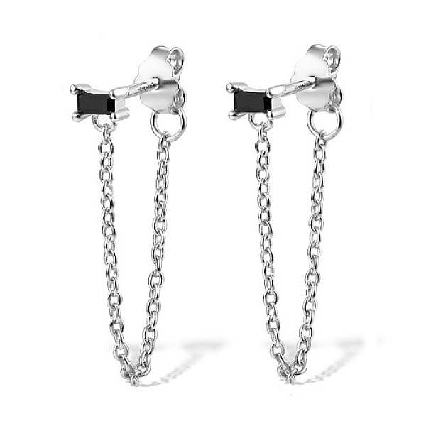 PandaHall Rhodium Plated Platinum 925 Sterling Silver Chains Front Back Stud Earrings, with Rectangle Cubic Zirconia, Black, 48x4mm Sterling...
PandaHall Rhodium Plated Platinum 925 Sterling Silver Chains Front Back Stud Earrings, with Rectangle Cubic Zirconia, Black, 48x4mm Sterling...