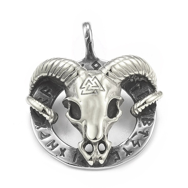 PandaHall 304 Stainless Steel Pendants, Sheep with Valknut & Rune Pattern, Antique Silver, 47x39.5x11mm, Hole: 6x8.5mm 304 Stainless Steel...
PandaHall 304 Stainless Steel Pendants, Sheep with Valknut & Rune Pattern, Antique Silver, 47x39.5x11mm, Hole: 6x8.5mm 304 Stainless Steel...