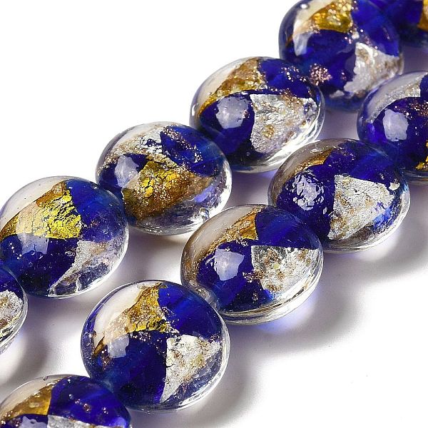 PandaHall Handmade Gold Sand and Silver Sand Lampwork Flat Round Beads, Blue, 14~14.5x8.5~9mm, Hole: 1.6~1.8mm Gold & Silver Foil Flat Round...
PandaHall Handmade Gold Sand and Silver Sand Lampwork Flat Round Beads, Blue, 14~14.5x8.5~9mm, Hole: 1.6~1.8mm Gold & Silver Foil Flat Round...