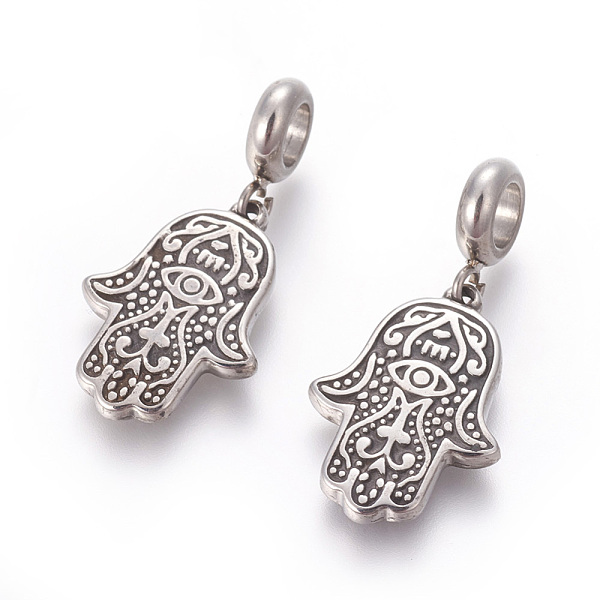 PandaHall 304 Stainless Steel Pendants, Large Hole Pendants, Hamsa Hand/Hand of Fatima/Hand of Miriam with Eye, Antique Silver, 34.5mm, Hole...
PandaHall 304 Stainless Steel Pendants, Large Hole Pendants, Hamsa Hand/Hand of Fatima/Hand of Miriam with Eye, Antique Silver, 34.5mm, Hole...
