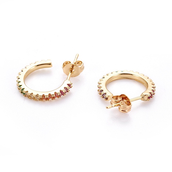PandaHall Brass Micro Pave Cubic Zirconia Stud Earrings, Half Hoop Earrings, with Brass Ear Nuts, Ring, Colorful, Real 18K Gold Plated...
PandaHall Brass Micro Pave Cubic Zirconia Stud Earrings, Half Hoop Earrings, with Brass Ear Nuts, Ring, Colorful, Real 18K Gold Plated...