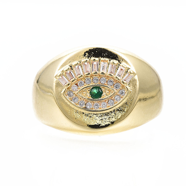 PandaHall Cubic Zirconia Flat Round with Evil Eye Open Cuff Ring, Real 18K Gold Plated Brass Chunky Ring for Women, Nickel Free, Green, US...
PandaHall Cubic Zirconia Flat Round with Evil Eye Open Cuff Ring, Real 18K Gold Plated Brass Chunky Ring for Women, Nickel Free, Green, US...