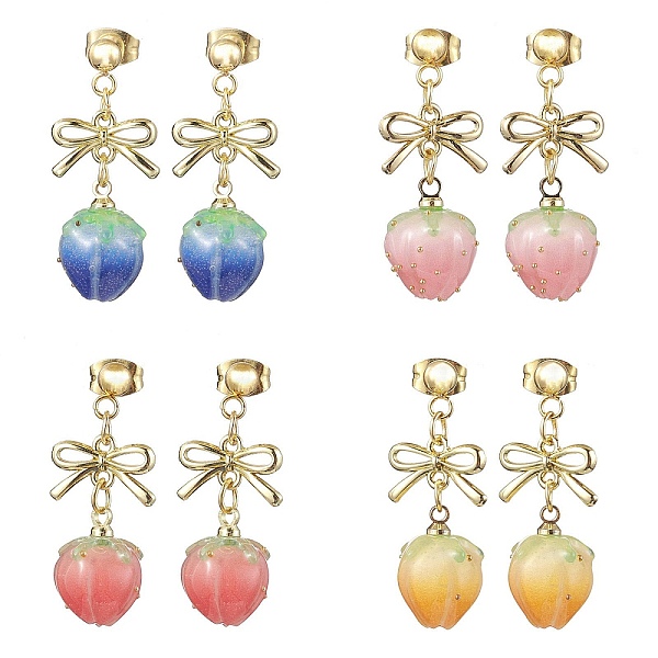 PandaHall 4Pairs 4 Colors Resin Stud Earring, with Alloy Links Bowknot Connectors and 304 Stainless Steel Stud Earring Findings, Strawberry..., Multicolor
PandaHall 4Pairs 4 Colors Resin Stud Earring, with Alloy Links Bowknot Connectors and 304 Stainless Steel Stud Earring Findings, Strawberry..., Multicolor
