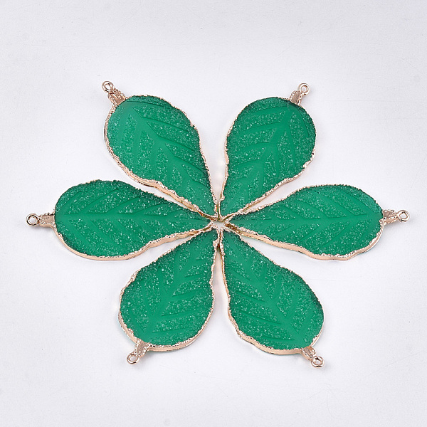 PandaHall Electroplate Druzy Resin Big Pendants, with Iron Findings, Leaf, Light Gold, Sea Green, 56~57x27~28x3mm, Hole: 1.6mm Iron+Resin...
PandaHall Electroplate Druzy Resin Big Pendants, with Iron Findings, Leaf, Light Gold, Sea Green, 56~57x27~28x3mm, Hole: 1.6mm Iron+Resin...