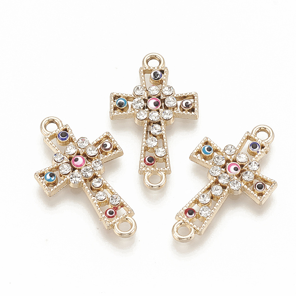 PandaHall Alloy Rhinestone Links connectors, with Enamel, Cross with Evil Eye, Light Gold, 26.5x15x2.5mm, Hole: 1.8mm Alloy..., Clear
PandaHall Alloy Rhinestone Links connectors, with Enamel, Cross with Evil Eye, Light Gold, 26.5x15x2.5mm, Hole: 1.8mm Alloy..., Clear