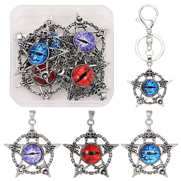 PandaHall 6Pcs 3 Colors Glass Pendants, with Antique Silver Plated Alloy Findings, Star with Evil Eye, Mixed Color, 47x44x9mm, Hole: 7x4mm..., Multicolor
PandaHall 6Pcs 3 Colors Glass Pendants, with Antique Silver Plated Alloy Findings, Star with Evil Eye, Mixed Color, 47x44x9mm, Hole: 7x4mm..., Multicolor