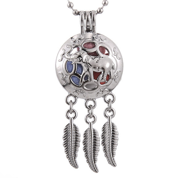PandaHall Alloy Diffuser Locket Pendants, with Elephant Pattern, Excluding Chain, Woven Net/Web with Feather, Platinum, 55x24mm Alloy Others
PandaHall Alloy Diffuser Locket Pendants, with Elephant Pattern, Excluding Chain, Woven Net/Web with Feather, Platinum, 55x24mm Alloy Others