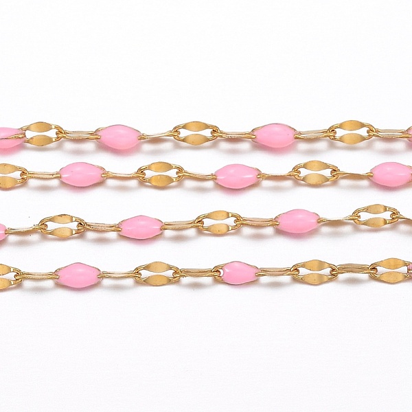PandaHall Ion Plating(IP) 304 Stainless Steel Link Chains, with Spool, with Enamel, Soldered, Pearl Pink, 4~10x2x0.4~2mm, about 32.8 Feet...
PandaHall Ion Plating(IP) 304 Stainless Steel Link Chains, with Spool, with Enamel, Soldered, Pearl Pink, 4~10x2x0.4~2mm, about 32.8 Feet...