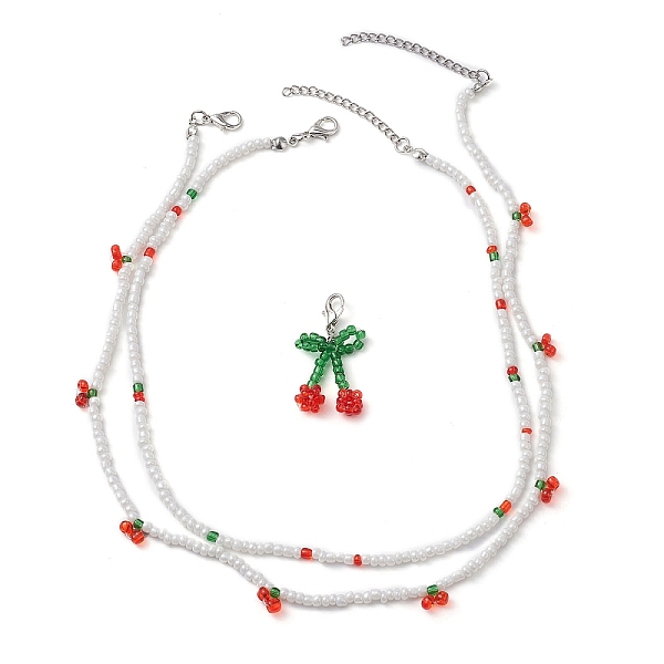 PandaHall Glass Seed Beaded Cherry Jewelry Set, Beaded Necklaces & Pendant Decoration, Red, 14.96~16.73 inch(38~42.5cm), 35x20x8mm Glass...
PandaHall Glass Seed Beaded Cherry Jewelry Set, Beaded Necklaces & Pendant Decoration, Red, 14.96~16.73 inch(38~42.5cm), 35x20x8mm Glass...