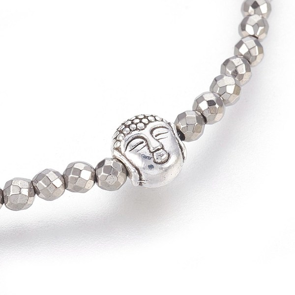 PandaHall Electroplate Non-magnetic Synthetic Hematite Stretch Bracelets, with Alloy Buddha Beads, Faceted, Round, 2-1/4 inch(5.7cm)... 
PandaHall Electroplate Non-magnetic Synthetic Hematite Stretch Bracelets, with Alloy Buddha Beads, Faceted, Round, 2-1/4 inch(5.7cm)...