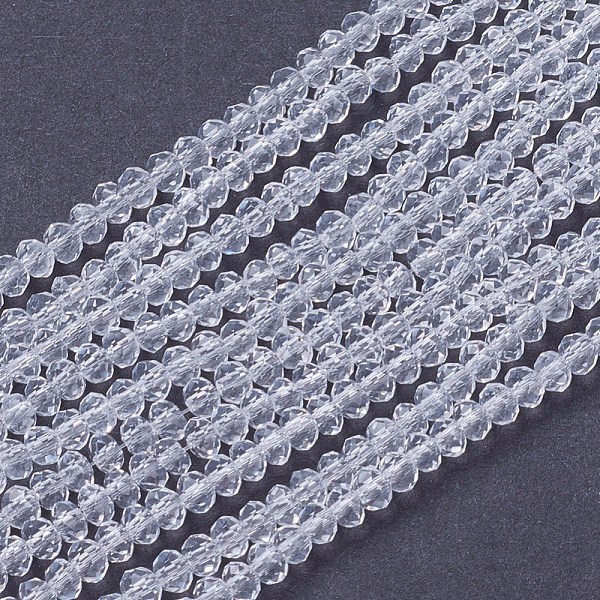 PandaHall Transparent Glass Beads Strands, Faceted, Rondelle, Clear, 3x2mm, Hole: 0.8mm, about 185~190pcs/strand, 14.9~16.9 inch(38~44cm)...
PandaHall Transparent Glass Beads Strands, Faceted, Rondelle, Clear, 3x2mm, Hole: 0.8mm, about 185~190pcs/strand, 14.9~16.9 inch(38~44cm)...