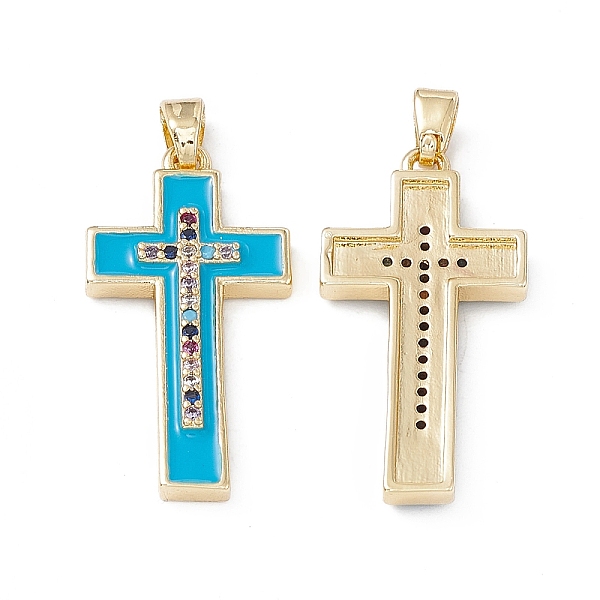 PandaHall Brass Colorful Cubic Zirconia Pendants, Enamel Style, Cross Charms, Real 18K Gold Plated, Deep Sky Blue, 27.5x14x3mm, Hole...
PandaHall Brass Colorful Cubic Zirconia Pendants, Enamel Style, Cross Charms, Real 18K Gold Plated, Deep Sky Blue, 27.5x14x3mm, Hole...