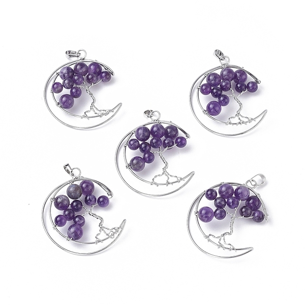 PandaHall Natural Amethyst Big Pendants, with Platinum Tone Brass Findings, Moon with Tree, 50~53x41~43x8~10mm, Hole: 7x5mm Amethyst Moon
PandaHall Natural Amethyst Big Pendants, with Platinum Tone Brass Findings, Moon with Tree, 50~53x41~43x8~10mm, Hole: 7x5mm Amethyst Moon