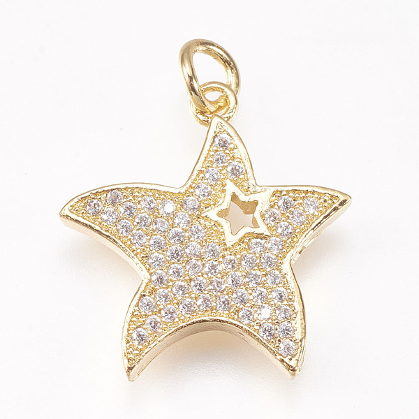 PandaHall Brass Micro Pave Cubic Zirconia Pendants, Star, Golden, 20x19x2.5mm, Hole: 3mm Brass+Cubic Zirconia Star
PandaHall Brass Micro Pave Cubic Zirconia Pendants, Star, Golden, 20x19x2.5mm, Hole: 3mm Brass+Cubic Zirconia Star