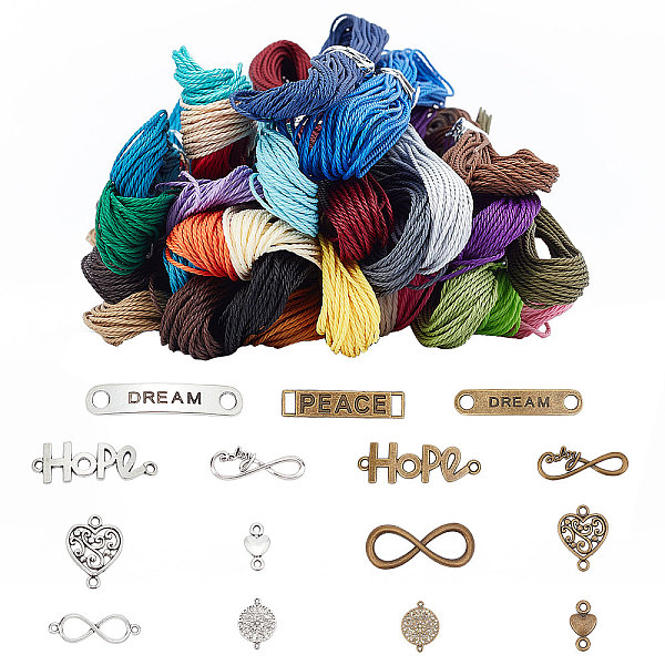 PandaHall Tibetan Style Alloy Links Connectors, with Waxed Polyester Cord, Mixed Color, Cord: 1mm, 10m/color, 30 colors, 300m/bag...
PandaHall Tibetan Style Alloy Links Connectors, with Waxed Polyester Cord, Mixed Color, Cord: 1mm, 10m/color, 30 colors, 300m/bag...