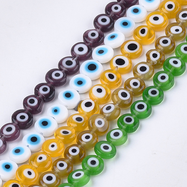 PandaHall Handmade Evil Eye Lampwork Beads Strands, Flat Round, Mixed Color, 7.5x3mm, Hole: 1mm, about 48pcs/strand, 13.7 inch~14.9 inch..., Multicolor
PandaHall Handmade Evil Eye Lampwork Beads Strands, Flat Round, Mixed Color, 7.5x3mm, Hole: 1mm, about 48pcs/strand, 13.7 inch~14.9 inch..., Multicolor