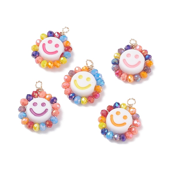 PandaHall Electroplate Glass Beads Pendants, with Copper Wire and Opaque Craft Acrylic Beads, Flat Round with Smiling Face, Mixed Color..., Multicolor
PandaHall Electroplate Glass Beads Pendants, with Copper Wire and Opaque Craft Acrylic Beads, Flat Round with Smiling Face, Mixed Color..., Multicolor