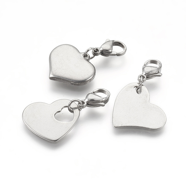 PandaHall 304 Stainless Steel Pendants, with Lobster Claw Clasps, Heart, Stainless Steel Color, 28~32mm, 3pcs/set 304 Stainless Steel Heart
PandaHall 304 Stainless Steel Pendants, with Lobster Claw Clasps, Heart, Stainless Steel Color, 28~32mm, 3pcs/set 304 Stainless Steel Heart