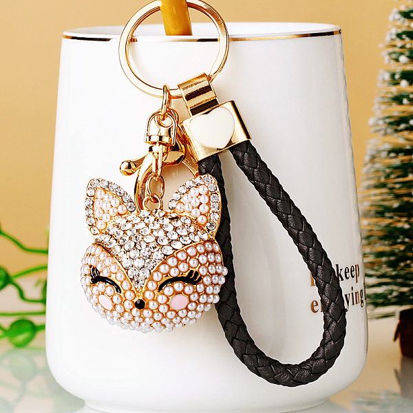 PandaHall Full Rhinestone Pearl Fox Head Pendant Keychain, with Zinc Alloy Findings and Polyester Cord, for Women's Bag Pendant Decorations..., Black
PandaHall Full Rhinestone Pearl Fox Head Pendant Keychain, with Zinc Alloy Findings and Polyester Cord, for Women's Bag Pendant Decorations..., Black