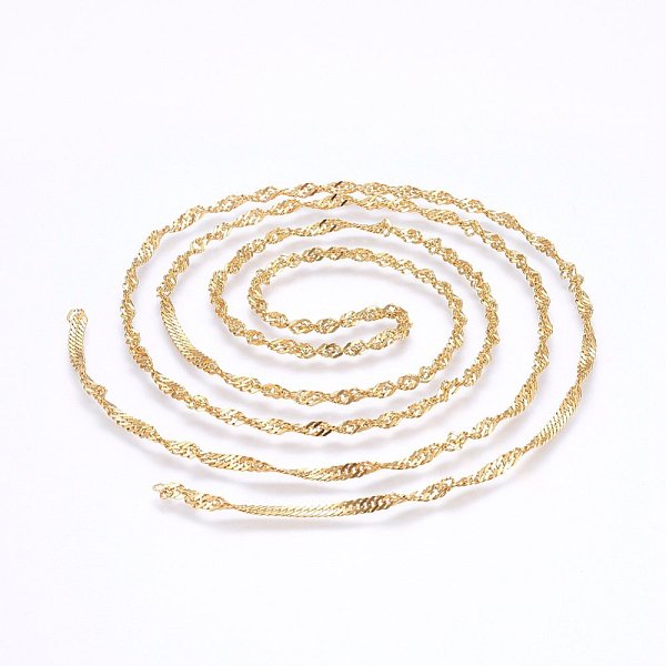 PandaHall 304 Stainless Steel Singapore Chains, Water Wave Chains, Soldered, Golden, 3x0.4mm 304 Stainless Steel
PandaHall 304 Stainless Steel Singapore Chains, Water Wave Chains, Soldered, Golden, 3x0.4mm 304 Stainless Steel