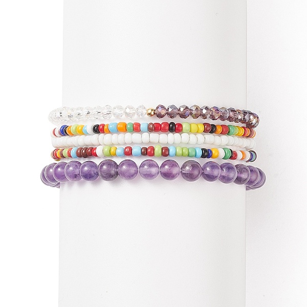 PandaHall Faceted Glass & Natural Amethyst Stretch Beaded Bracelets Sets, Bohemia Seed Beads Bracelets for Women, Inner Diameter...
PandaHall Faceted Glass & Natural Amethyst Stretch Beaded Bracelets Sets, Bohemia Seed Beads Bracelets for Women, Inner Diameter...