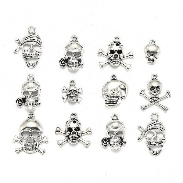 PandaHall Tibetan Style Alloy Pendants, Skull, Mixed Style, Antique Silver, 25~62x15~50x1.5~5.5mm, Hole: 1~4.5mm Alloy Skull
PandaHall Tibetan Style Alloy Pendants, Skull, Mixed Style, Antique Silver, 25~62x15~50x1.5~5.5mm, Hole: 1~4.5mm Alloy Skull
