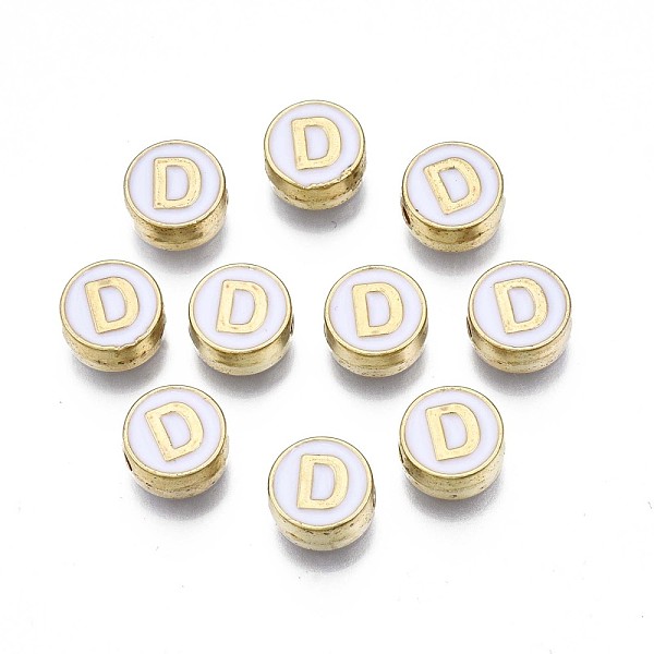 PandaHall Alloy Enamel Beads, Cadmium Free & Lead Free, Light Gold, Flat Round with Alphabet, White, Letter.D, 8x4mm, Hole: 1.5mm...
PandaHall Alloy Enamel Beads, Cadmium Free & Lead Free, Light Gold, Flat Round with Alphabet, White, Letter.D, 8x4mm, Hole: 1.5mm...