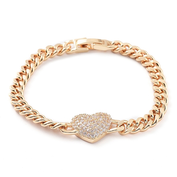 PandaHall Cubic Zirconia Link Bracelet with Golden Brass Curb Chains, Long-Lasting Plated, Heart, 6-3/4 inch(17.3cm) Cubic Zirconia Heart
PandaHall Cubic Zirconia Link Bracelet with Golden Brass Curb Chains, Long-Lasting Plated, Heart, 6-3/4 inch(17.3cm) Cubic Zirconia Heart
