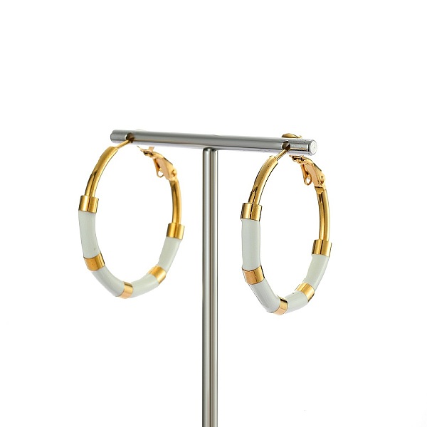 PandaHall Golden 304 Stainless Steel Hoop Earrings with Enamel, White, 30mm 304 Stainless Steel White
PandaHall Golden 304 Stainless Steel Hoop Earrings with Enamel, White, 30mm 304 Stainless Steel White