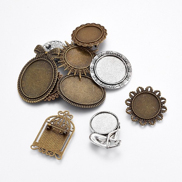 PandaHall Tibetan Style Brooch Cabochon Settings, Mixed Shapes, Mixed Color, 31~62x26~46x2~7mm Alloy Multicolor
PandaHall Tibetan Style Brooch Cabochon Settings, Mixed Shapes, Mixed Color, 31~62x26~46x2~7mm Alloy Multicolor