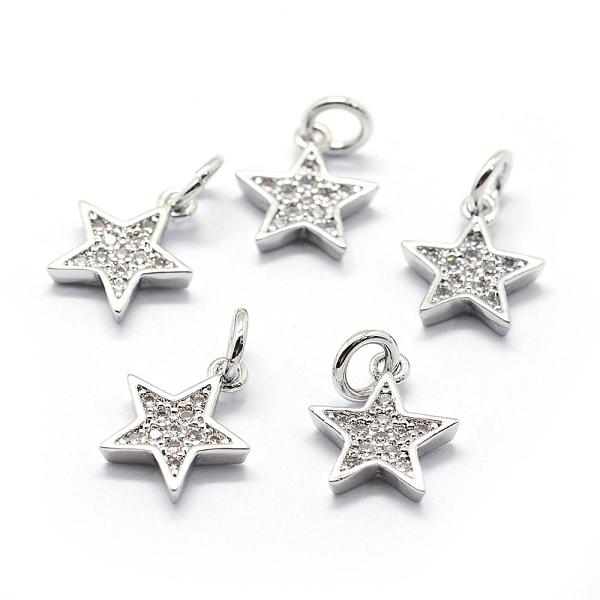 PandaHall Brass Micro Pave Cubic Zirconia Charms, Star, Platinum, 11.5x10x2mm, Hole: 3mm Brass+Cubic Zirconia Star
PandaHall Brass Micro Pave Cubic Zirconia Charms, Star, Platinum, 11.5x10x2mm, Hole: 3mm Brass+Cubic Zirconia Star