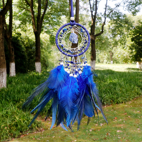 PandaHall Natural Lapis Lazuli Woven Web/Net with Feather Pendant Decorations, with Wood Beads, Covered with Cotton Lace and Villus Cord..., Blue
PandaHall Natural Lapis Lazuli Woven Web/Net with Feather Pendant Decorations, with Wood Beads, Covered with Cotton Lace and Villus Cord..., Blue