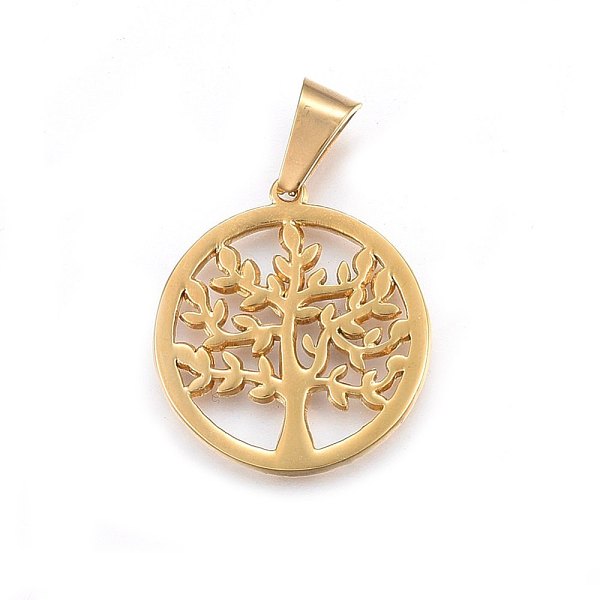 PandaHall 304 Stainless Steel Pendants, Flat Round with Tree, Golden, 31x28x2.5mm, Hole: 11x6mm 304 Stainless Steel Flat Round
PandaHall 304 Stainless Steel Pendants, Flat Round with Tree, Golden, 31x28x2.5mm, Hole: 11x6mm 304 Stainless Steel Flat Round