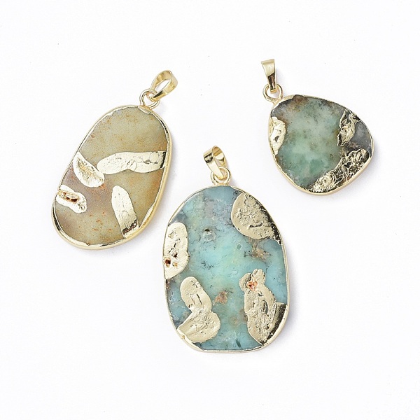 PandaHall Natural Chrysoprase Pendants, with Golden Tone Brass Findings, Oval, 32~46x23.5~30x5.5~6.5mm, Hole: 5x8mm Chrysoprase Oval
PandaHall Natural Chrysoprase Pendants, with Golden Tone Brass Findings, Oval, 32~46x23.5~30x5.5~6.5mm, Hole: 5x8mm Chrysoprase Oval