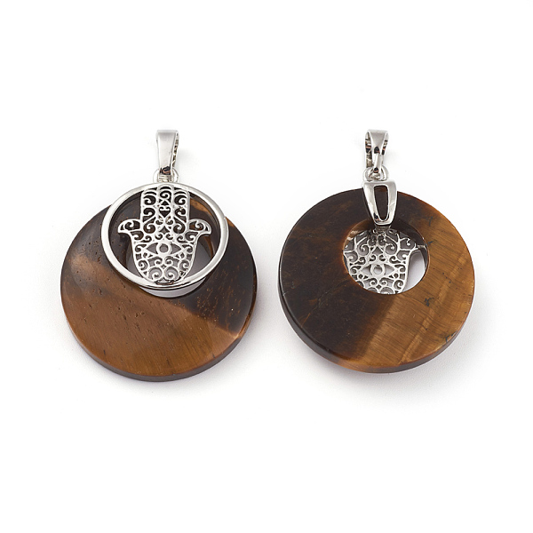 PandaHall Natural Tiger Eye Pendants, with Platinum Tone Brass Findings, Flat Round with Hamsa Hand/Hand of Fatima/Hand of Miriam...
PandaHall Natural Tiger Eye Pendants, with Platinum Tone Brass Findings, Flat Round with Hamsa Hand/Hand of Fatima/Hand of Miriam...