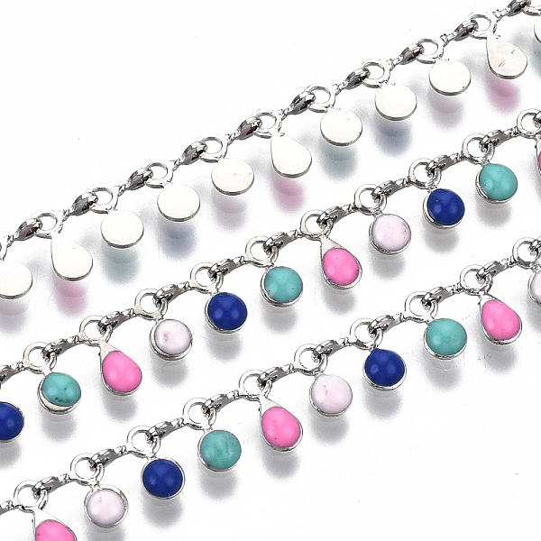 PandaHall Brass Link Chains, with Enamel Charms, Long-Lasting Plated, Soldered, Teardrop & Flat Round, Colorful, Platinum, Teardrop...
PandaHall Brass Link Chains, with Enamel Charms, Long-Lasting Plated, Soldered, Teardrop & Flat Round, Colorful, Platinum, Teardrop...