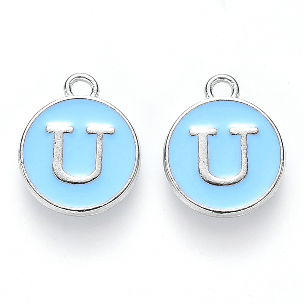 PandaHall Platinum Plated Alloy Enamel Charms, Cadmium Free & Lead Free, Enamelled Sequins, Flat Round with Letter, Letter.U, 14x12x2mm...
PandaHall Platinum Plated Alloy Enamel Charms, Cadmium Free & Lead Free, Enamelled Sequins, Flat Round with Letter, Letter.U, 14x12x2mm...